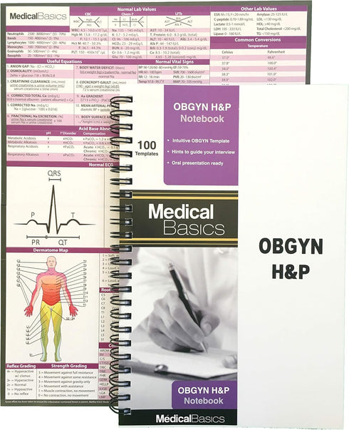 OBGYN H&P Notebook, Medical History and Physical Notebook, 100 Medical Templates with Perforations