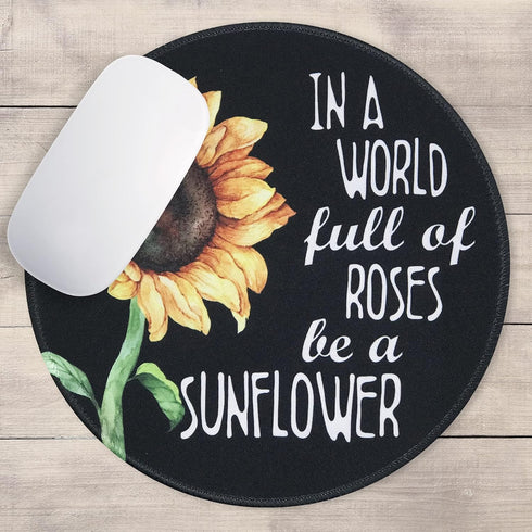 Eleville Mouse Pad with Sunflower Design, Motivational Words of Wisdom for Office Home Travel