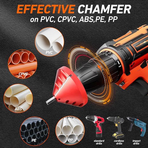 2 in 1 Inner-Outer PVC Deburring Tool, Pipe Deburring Reamer Plumbing Tool for Various PVC Pipe Sizes
