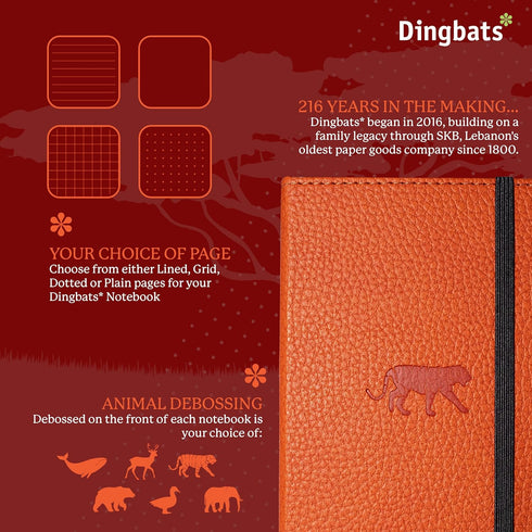Dingbats* Wildlife A6 Lined Pocket Notebook, PU Leather Hardcover, Small Writing Journal for Work, Travel