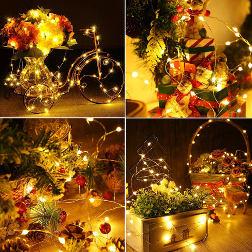 Jatlukbaat 2 Pack 16.4ft 50 8 Fairy Lights Battery Operated - LED Starry Fairy Lights , Modes Waterproof with Timer