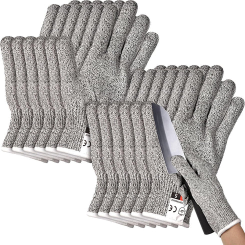 6 Pairs Cut Resistant Gloves, Level 5 Protection Anti Cut Gloves for Kitchen, Fish Slicing (X-Large)