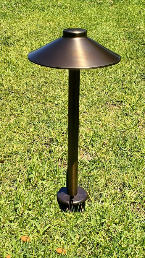 9 Inch In Ground Stake with Solid Brass 0.5 Inch NPT Thread and Side Wireway for Easy Installation, Non-Corrosive