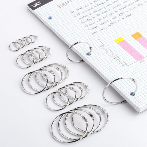 Mr. Pen 36 Pcs Binder Rings, Assorted Sizes Loose Leaf Binder Rings for Index Cards and Flash Cards