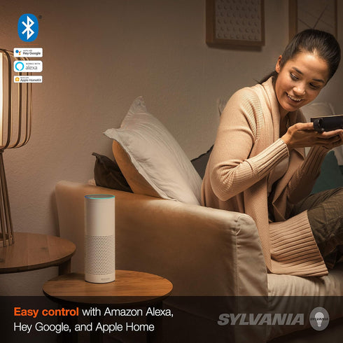 SYLVANIA SMART+ Bluetooth Clear Filament LED Bulb, Soft White A19, Compatible with Alexa and Google Assistant