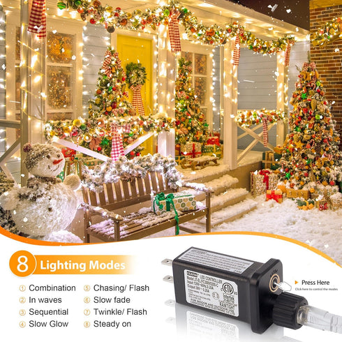 165 500 FT LED Christmas Lights Outdoor Indoor, Plug in Warm White String Lights for Outside Waterproof, Connectable