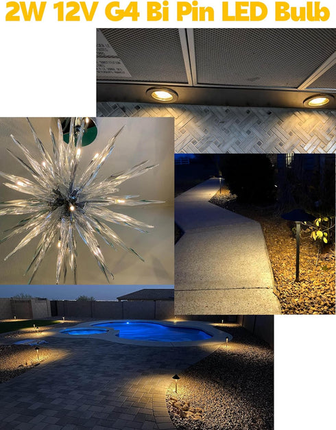 G4 LED Bulb 12V-24V JC Type, 2W Warm White 2700K, 20W-30W Halogen Equivalent, Non-Dimmable, 10pcs for Landscape Lighting