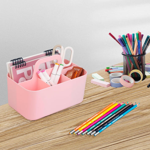 Tiawudi Multipurpose Caddy Organizer, Plastic Stackable Desk Organizer with Handle for Stationery, Office Supplies