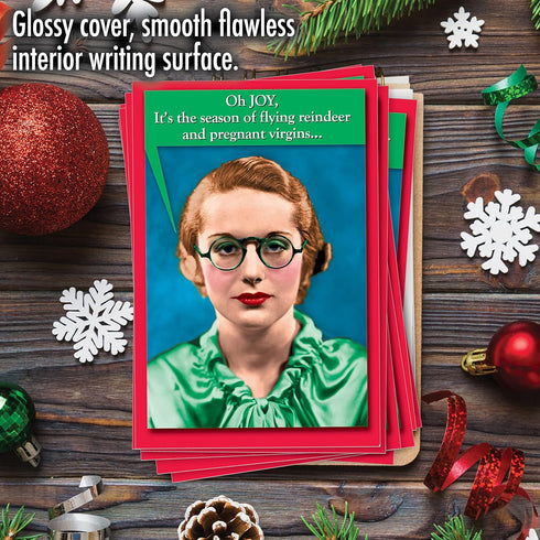 NobleWorks - 12 Vintage Funny Christmas Cards Boxed with Envelopes, Adult Retro Holiday Humor (1 Design, 12 Cards)