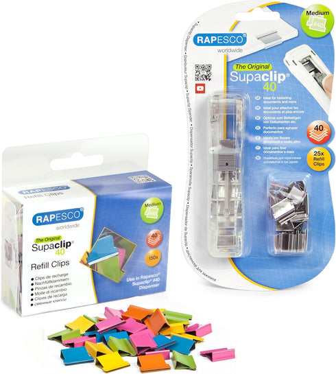 Rapesco Supaclip #40 & 150 Multicoloured Refills (1299)