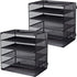 EASEPRES 5 Slot Mesh Desk Organizer Tray, File Paper Letter Folder Holder for Office Home School Classroom, Black, 2