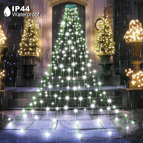 weillsnow 448 8 8.2ft16 Christmas Tree Lights, LED Waterfall Tree Topper Lights with Lighting Modes, Lines Plug