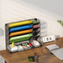 Wall Mounted 4 Tier File Organizer, Durable Adjustable Metal Vertical Hanging with 4 Pen Slots for Office, Black