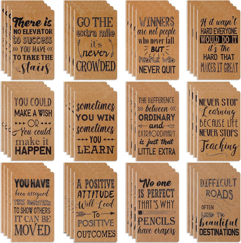 Outus Mini Inspirational Notepads, Motivational Notebook, Small Pocket Journal, 12 Styles, 48 Pieces for School Office