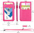 Badge Holder with Zip, Wisdompro Double Sided PU Leather ID Card Holder Wallet Case with 5 Card Slots, Hot Pink