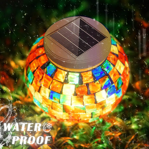 SunKite Solar Table Lights Outdoor Indoor Color Changing Crackle Crystal Glass Night Lights,Waterproof Solar Powered