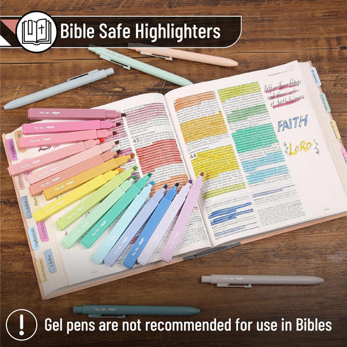 Mr. Pen Aesthetic Highlighters and Gel Pens, 22 Pack Assorted Colors Bible Highlighters No Bleed