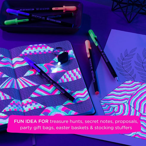 SAKURA Gelly Roll UV Pen, Invisible Ink Pen with UV Keychain Flashlight, Bold Ink for Art, 9 Pens, 3 Lights