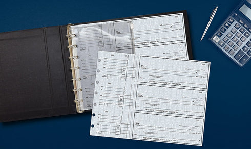 Better Office Products 7 Ring Executive Check Binder with Zipper Pouch, Black Textured Cover, for 9 x 13" 3 Per Page Business Checks, 600 Check Capacity Checkbook Holder, by Better Office Products