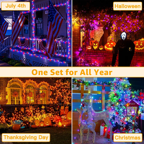 200 66 130 Ollny RGB Valentine's Day Lights Outdoor LEDs FT, Modes Color Changing Connectable Christmas Lights