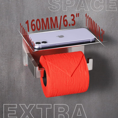 A8367BN LANC Bathroom Toilet Paper Holder with Shelf, Brushed Nickel Toilet Paper Roll Holder with Wipes Shelf