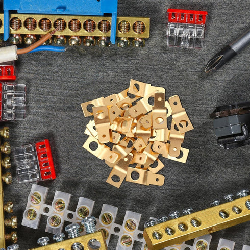 25 Pcs Non Insulated Solderless Disconnect Adapters, 1/4" Male Tab, Brass Quick Disconnect Connectors