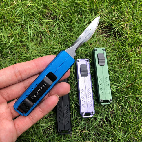 10PCS #23 Caressolove Automatic Utility Knife, Safety Black Box Cutter Retractable, EDC Push Button Knife, Exacto