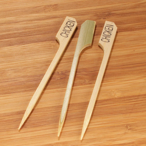 3.5" (8.9cm) 1,000 BambooMN Chicken Meat Marker Bamboo Paddle Pick - - Units