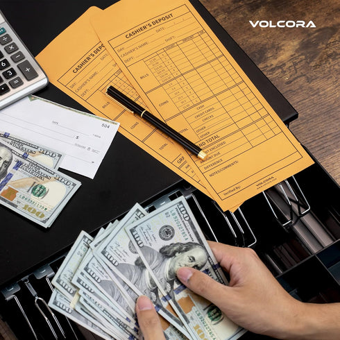 Volcora 500 Pack Cashier Envelopes, Self Adhesive Cash Deposit Envelopes for Retailers, Brown Kraft Money Envelopes