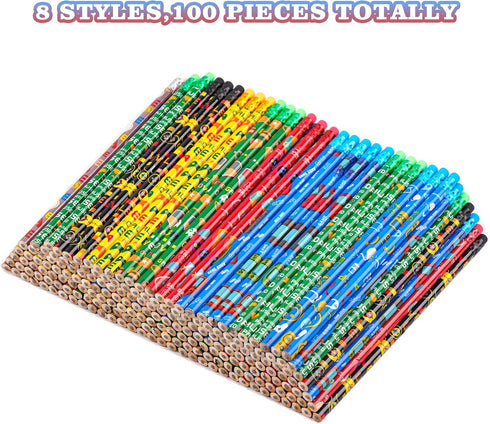 Kolewo4ever 100 Pieces Video Game Themed Pencils Assortment Cylinder Wood Pencils with Various Game Pattern Icons for Party Favors Birthday Party Supplies(8 Styles) (100) by Kolewo4ever