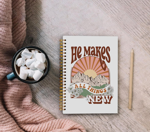 Christian Spiral Notebook, Journal for Women Men Writing, Bible Cover, 8.3×5.5 Inch