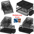 Simple Houseware Mesh Desk Organizer - Sliding Drawer, Double Tray, 5 Stacking Sorter Sections, Black
