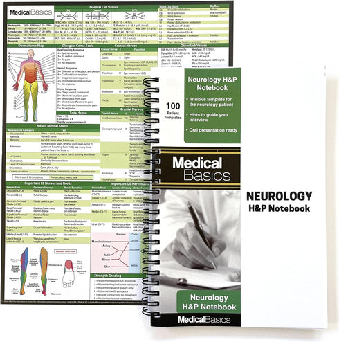 Neurology H&P Notebook, Medical History and Physical Notebook, 100 Medical Templates with Perforations