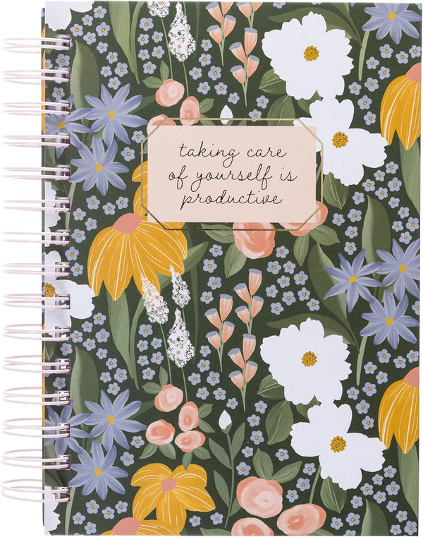 Graphique Spiral Hard Cover Journal, Self Care, 6.25" x 8.25", 160 Lined Pages, Gold Foil