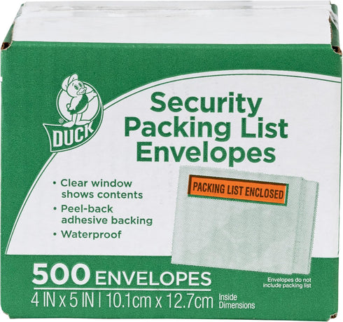 Duck Brand Clear View Packing List Envelopes, 500-Count, 5.5 x 4.5-Inch (394743)