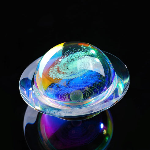3d 80mm 3.15inch Solar System Model Galaxy Crystal Ball - Saturn Shape Outer Space Astronomy Gifts Room Decor Unique