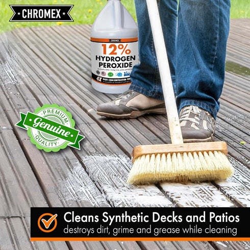 Hydrogen Peroxide 12 Percent Food Grade, 4X Concentrated Solution, 1 Gallon for Home & Kitchen Cleaning
