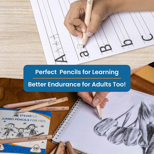 Learning Pencils for Toddlers 2-4 Years - Jumbo Triangle Shape for Easy Grip, 12 Pack