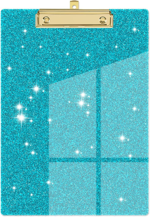 Fashion Glitter Acrylic Clipboards - Standard Letter Size, A4 Size 12.5" x 9", Cute Confetti Clipboards for Women
