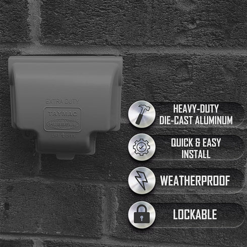 TayMac MX3300 RaynGuard Extra Duty Metal Weatherproof in-Use Cover, 1-Gang, Gray.