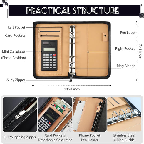 Budget Binder with Zipper Envelopes, Cash Envelopes for Budgeting, A6 PU Leather Budget Planner 2024 with Cash Envelopes Calculator, Bill Money Organizer for Cash Saving Budget System Wallet by Nefeeko