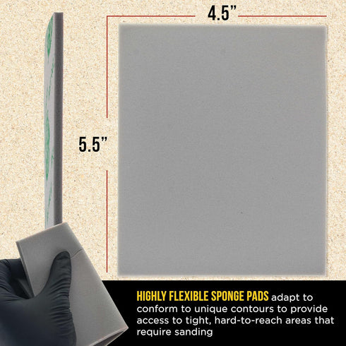 10-5.5" 4.5" (320 400 Dura-Gold Very Fine Cut Sanding Sponges, Box of x to Grit) Performance Conform & Flex Wet or Dry
