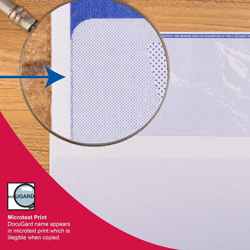 DocuGard Blue/Red Prismatic Bottom Check - 8.5 x 11 Inches, 24 lb, 500 Sheets, 1 Check Per Sheet