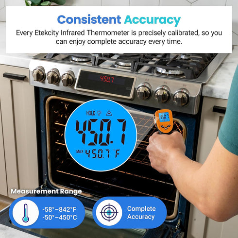 Etekcity Infrared Thermometer Upgrade 774, Heat Temperature Gun for Cooking, -58°F to 842°F