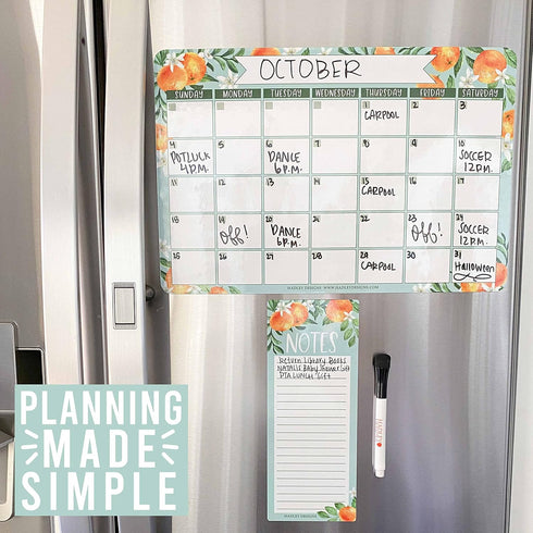 Magnetic Dry Erase Calendar for Fridge, Clementine Magnetic Calendar for Refrigerator, White Board