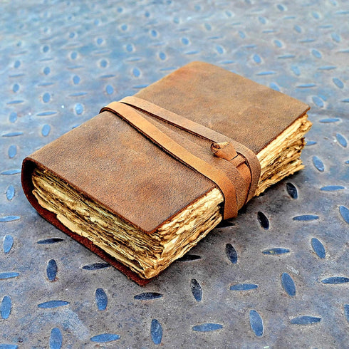Vintage Leather Journal, Deckle Edge Rustic Paper, Best Leatherbound Pages Book of Shadows, Antique Calligraphy Notebook
