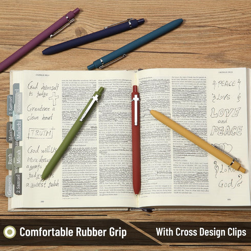 6 Pack, 0.5 mm, Mr. Pen- Bible Journaling Pens, Black Ink, Retractable Gel Pens Vintage Barrel with Silver Cross Clip