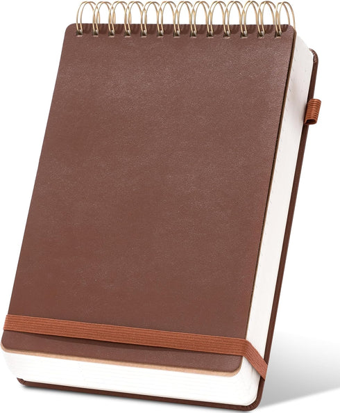 Yoment Top Spiral Notebook, Leather Large Steno Pads, 240 Pages, 7x10, 100 GSM Thick Paper, Left Handed Notebooks