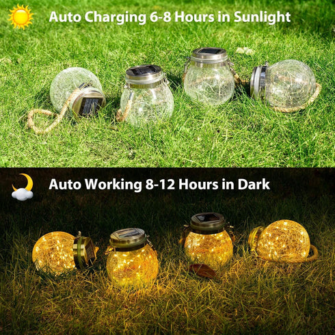 YZYOE LED Solar Wishing Bottle Lights,Outdoor Courtyard Decoration Glass Bottle Warm Light Pendant lamp Wireless Dusk
