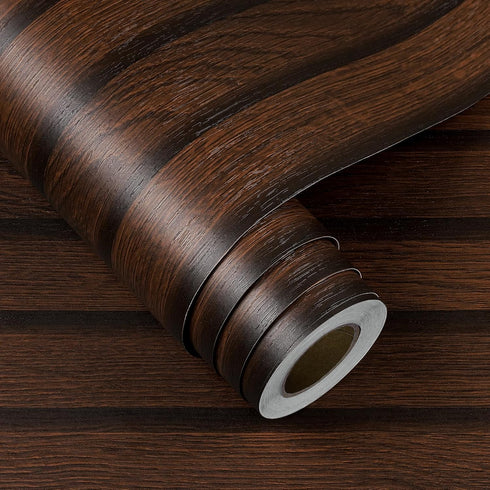 15.8"x80" FunStick Brown Slats Wood Wallpaper Peel and Stick Removable Walnut Wood Contact Paper for Cabinets Peel